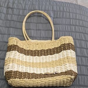 Rip Curk Stylish Tan and Brown Woven Tote Bag